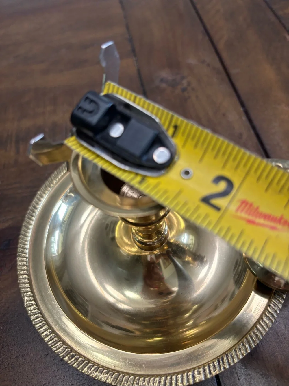 Vintage brass chamberstick candle holder with snuffer